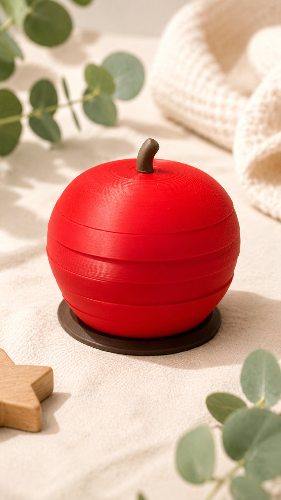 Apple Stacking Toy, Montessori Inspired Threading Puzzle